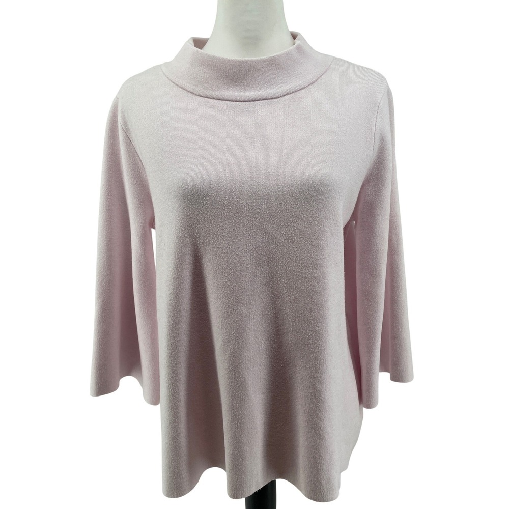 Mock‎ Neck Sweater Womens Small Pink Pastelcore Soft Girl Bell Sleeve Viscose
